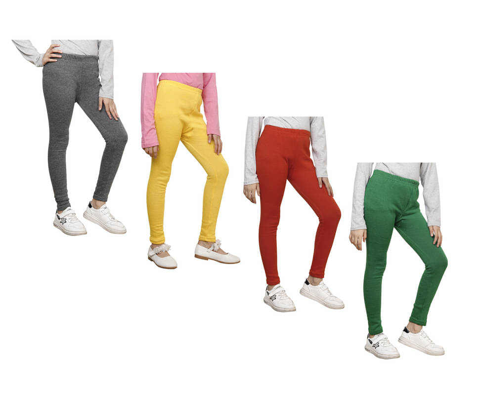     			IndiWeaves Pack of 4 Girls Woollen Leggings ( Multicolor )
