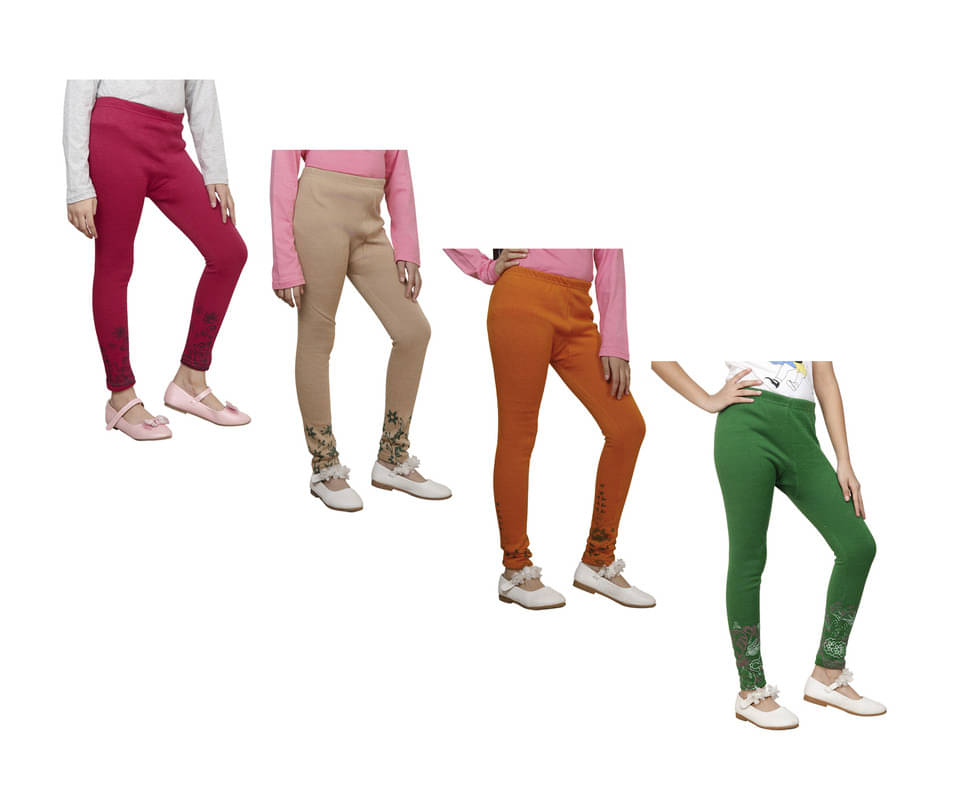     			IndiWeaves Pack of 4 Girls Woollen Leggings ( Multicolor )