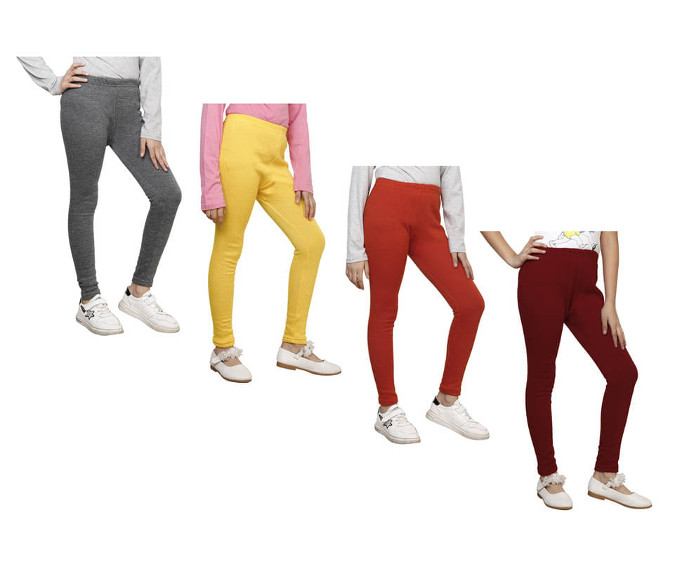     			IndiWeaves Pack of 4 Girls Woollen Leggings ( Multicolor )