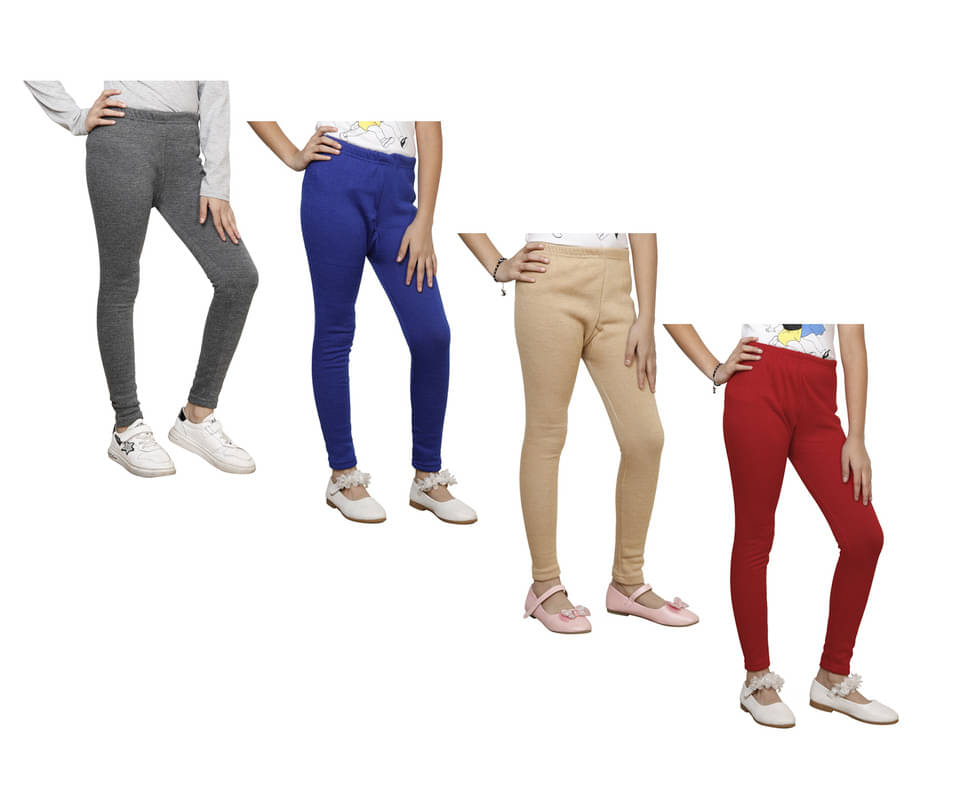     			IndiWeaves Pack of 4 Girls Woollen Leggings ( Multicolor )