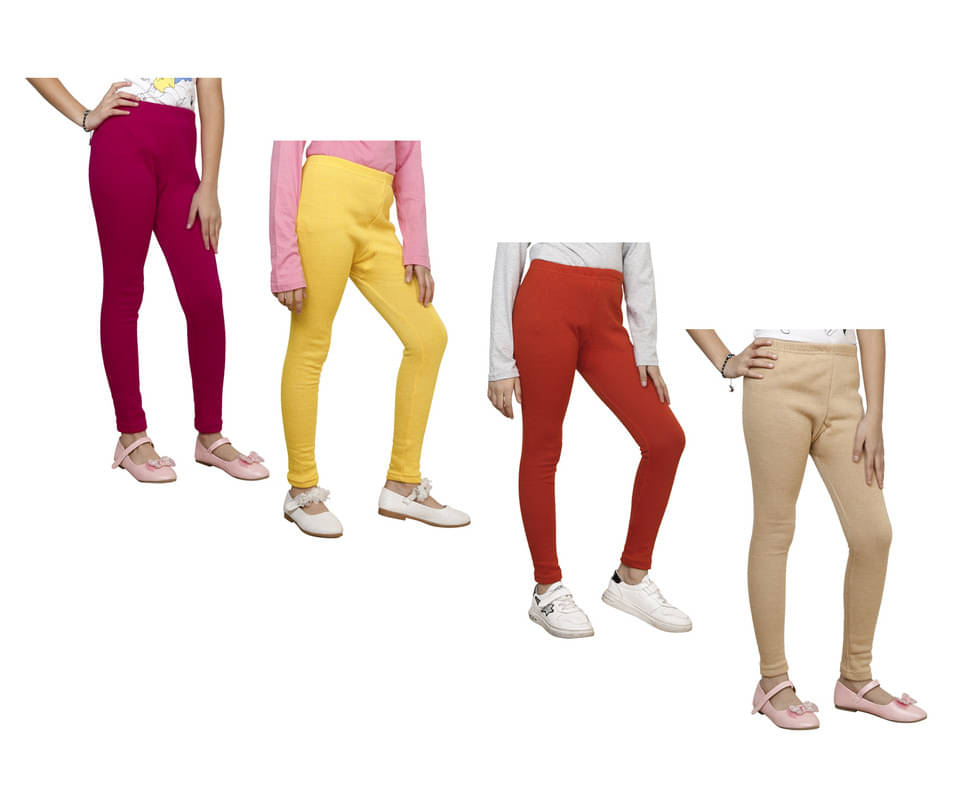     			IndiWeaves Pack of 4 Girls Woollen Leggings ( Multicolor )