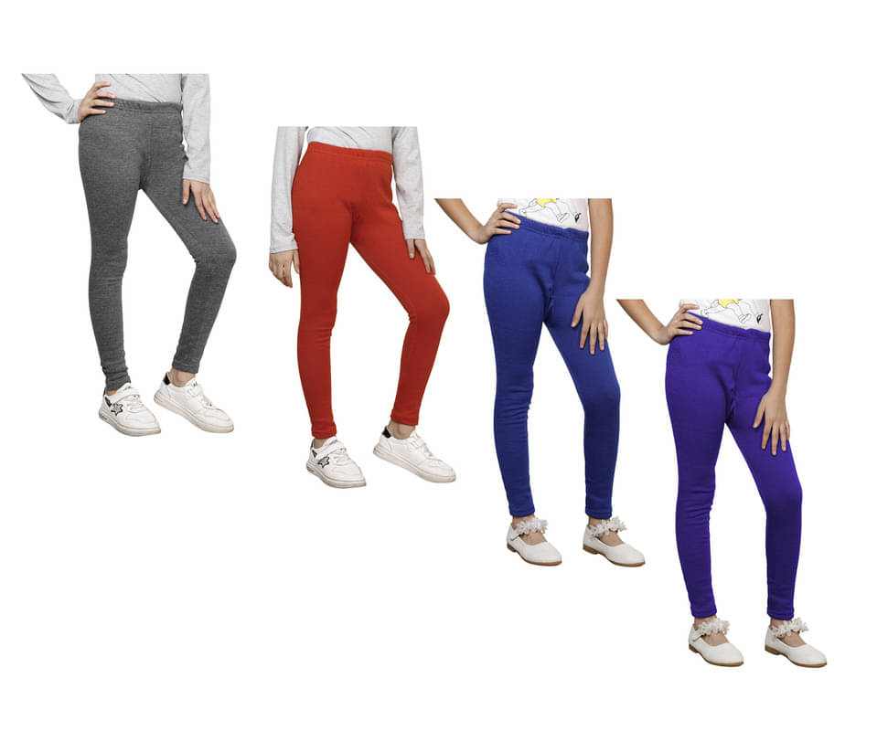     			IndiWeaves Pack of 4 Girls Woollen Leggings ( Multicolor )