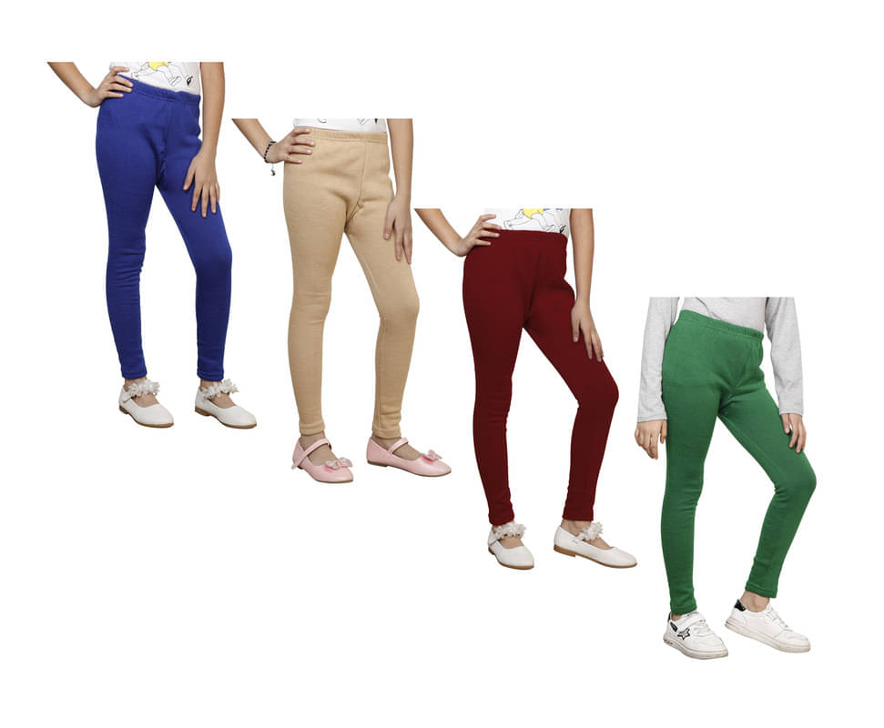     			IndiWeaves Pack of 4 Girls Woollen Leggings ( Multicolor )