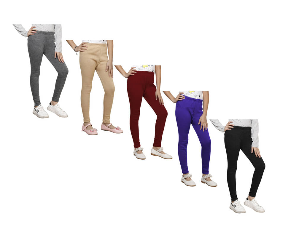     			IndiWeaves Pack of 5 Girls Woollen Leggings ( Multicolor )