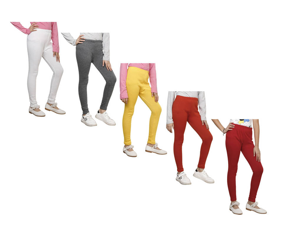     			IndiWeaves Pack of 5 Girls Woollen Leggings ( Multicolor )