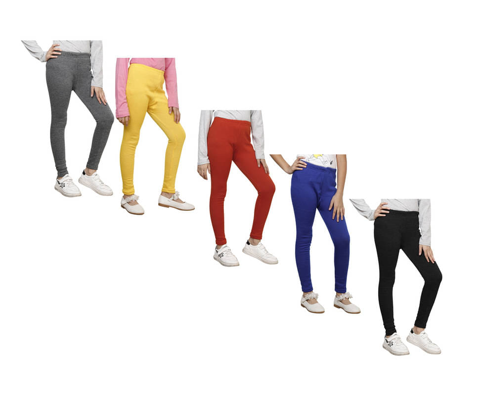     			IndiWeaves Pack of 5 Girls Woollen Leggings ( Multicolor )