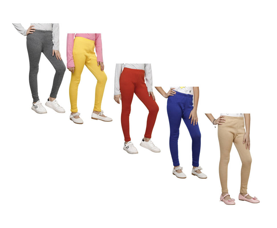     			IndiWeaves Pack of 5 Girls Woollen Leggings ( Multicolor )