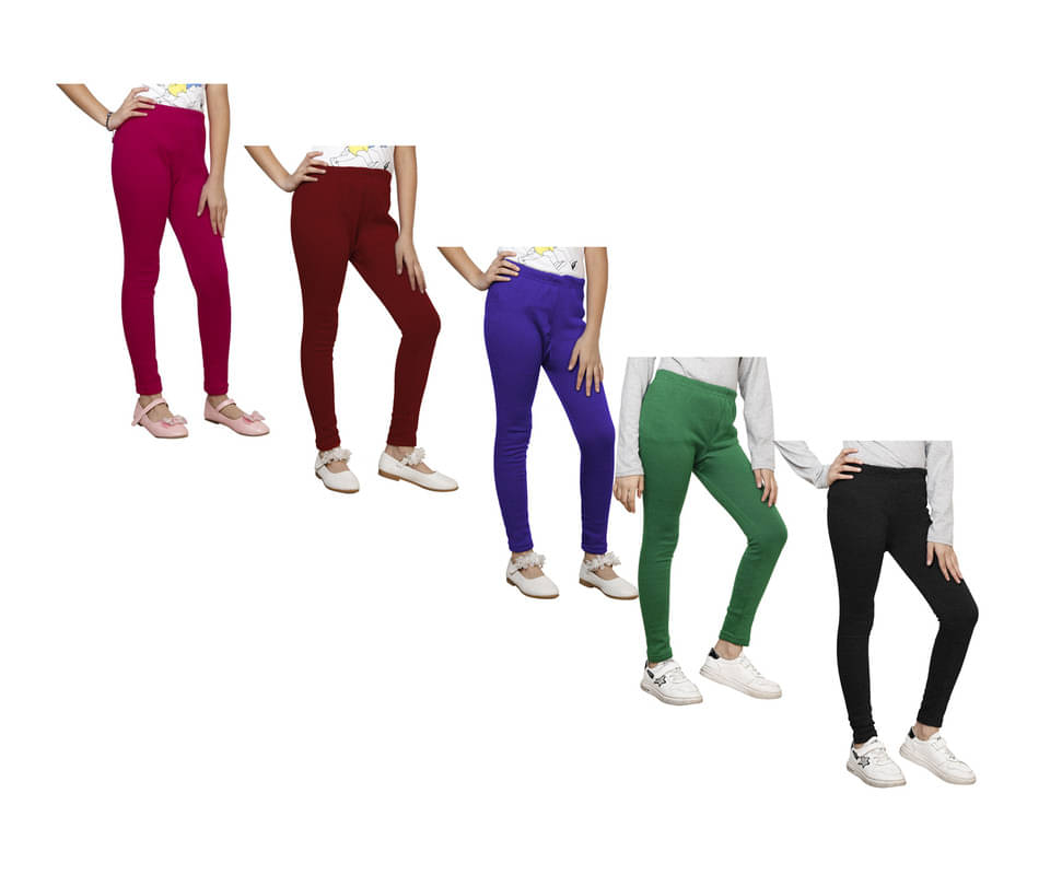     			IndiWeaves Pack of 5 Girls Woollen Leggings ( Multicolor )