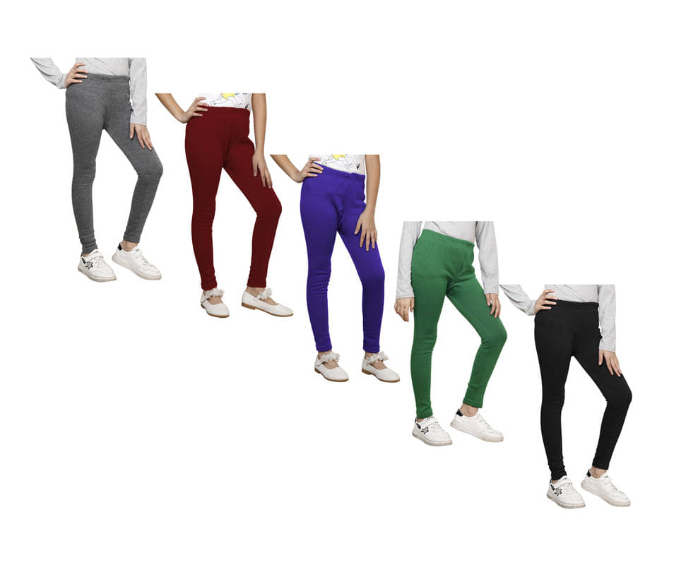    			IndiWeaves Pack of 5 Girls Woollen Leggings ( Multicolor )