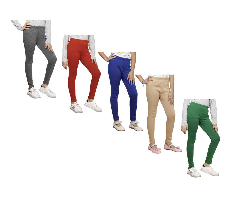     			IndiWeaves Pack of 5 Girls Woollen Leggings ( Multicolor )