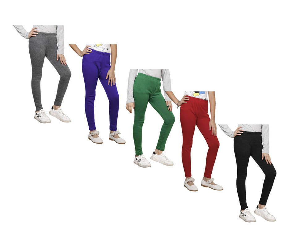     			IndiWeaves Pack of 5 Girls Woollen Leggings ( Multicolor )