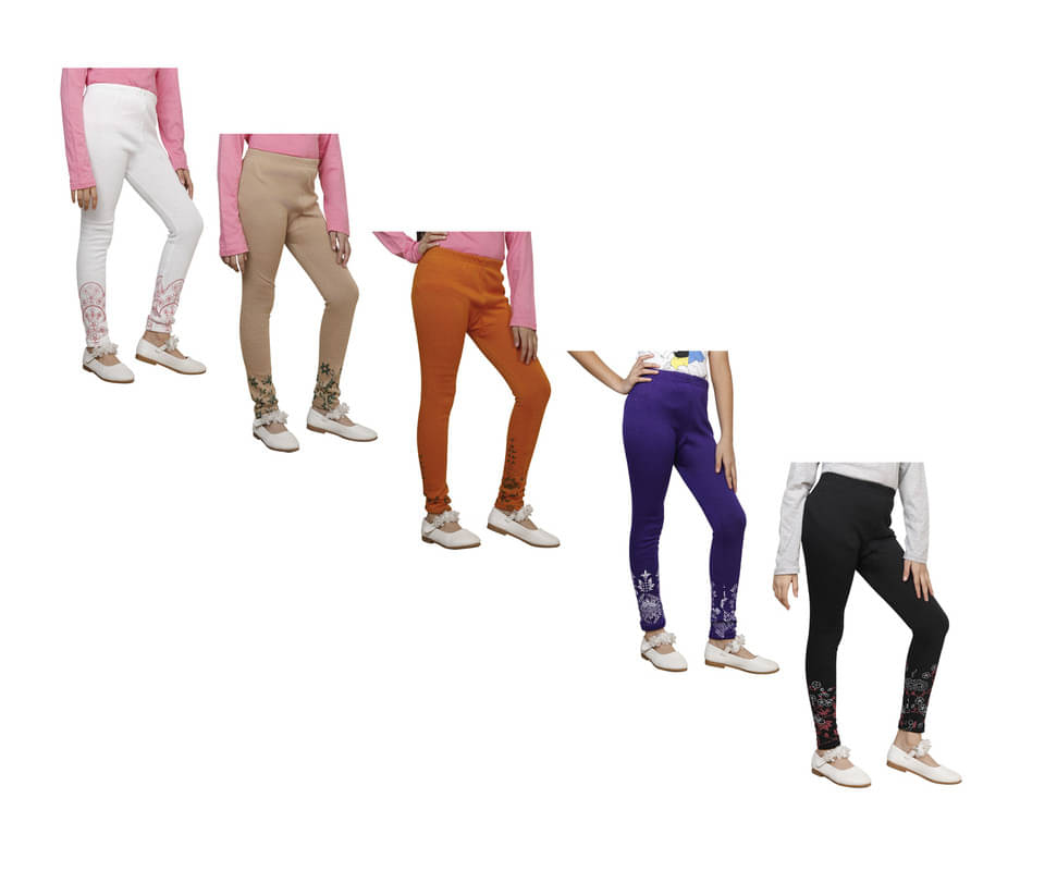     			IndiWeaves Pack of 5 Girls Woollen Leggings ( Multicolor )