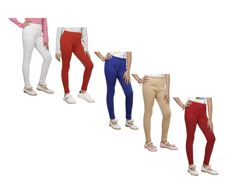     			IndiWeaves Pack of 5 Girls Woollen Leggings ( Multicolor )