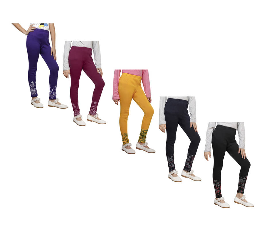     			IndiWeaves Pack of 5 Girls Woollen Leggings ( Multicolor )