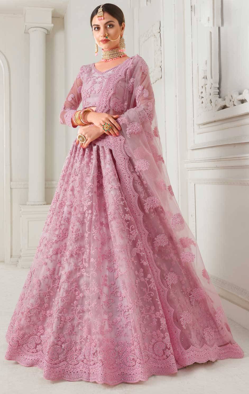 JULEE Peach Net Unstitched Semi Stitched Lehenga Single JULEE Peach Net Unstitched Semi Stitched Lehenga Single