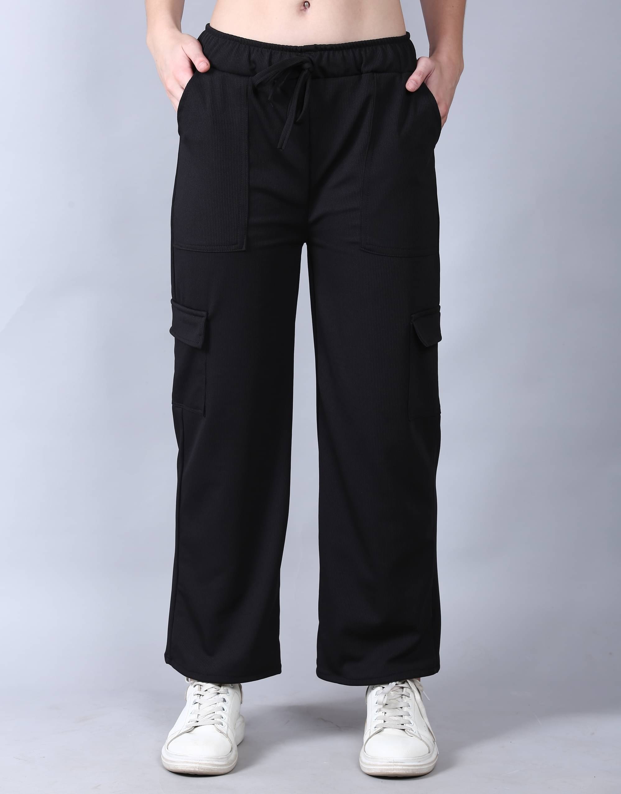     			MISS MEBINO Pack of 1 Polyester Straight Women's Cargo Pants ( Black )