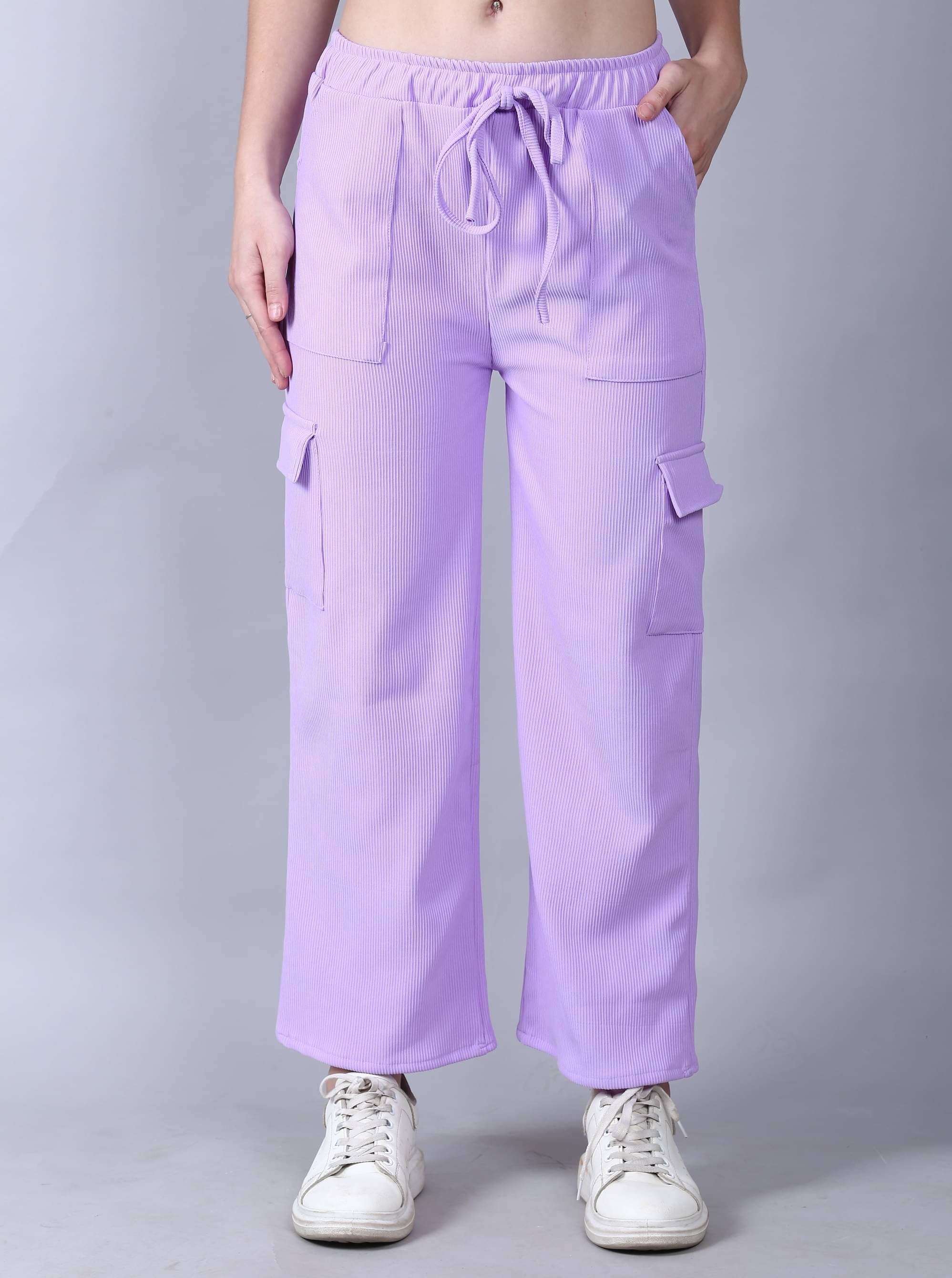    			MISS MEBINO Pack of 1 Polyester Straight Women's Cargo Pants ( Lavender )