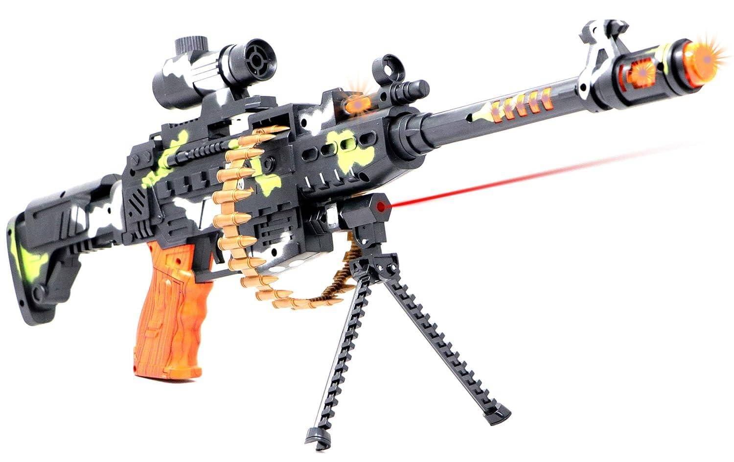    			Musical Army Style Toy Gun for Kids, Lights with Music & Laser Light (Multicolor)