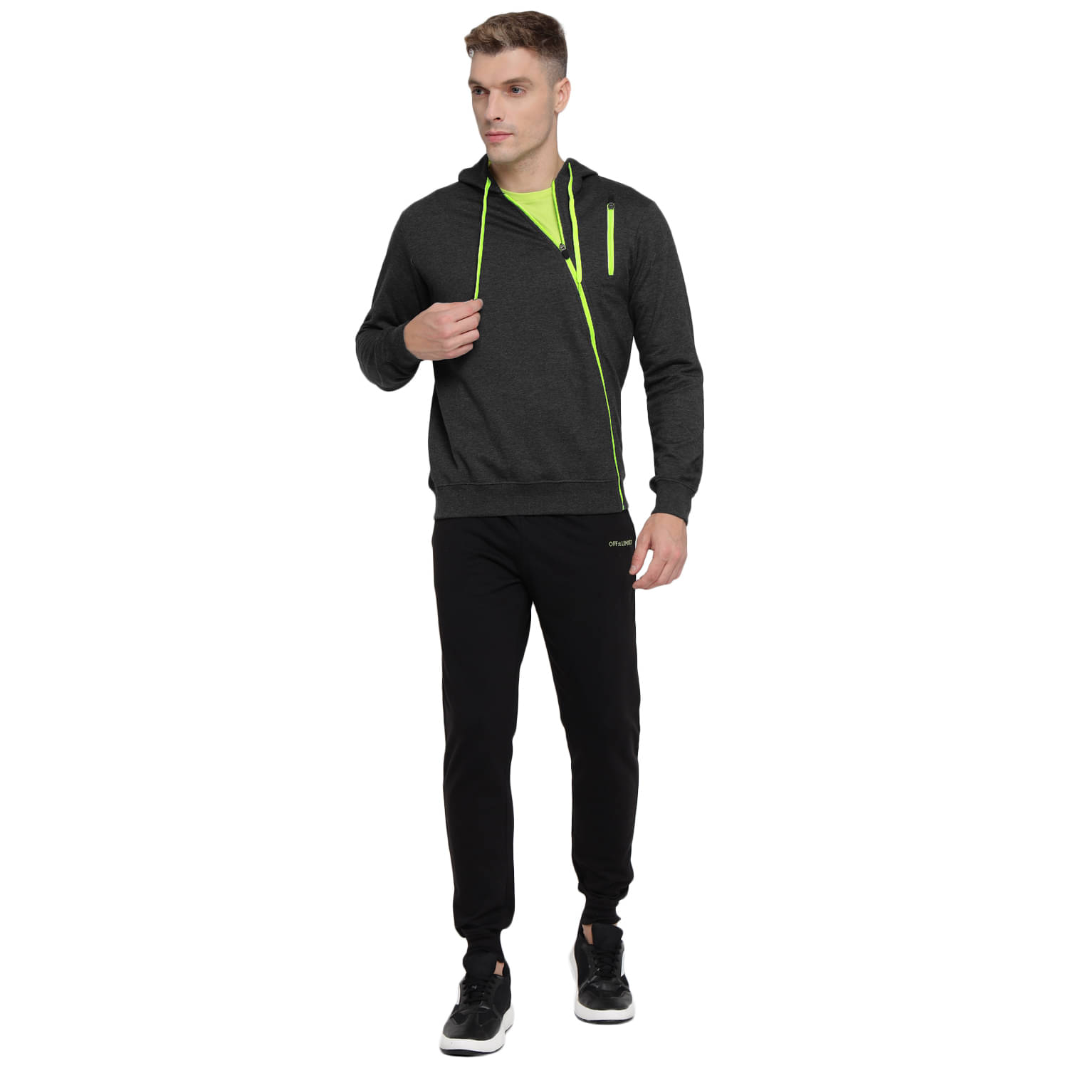     			OFF LIMITS Grey Fleece Regular Fit Colorblock Men's Sports Tracksuit ( Pack of 1 )