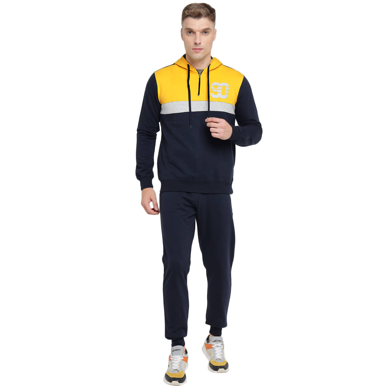 OFF LIMITS Navy Fleece Regular Fit Colorblock Men's Sports Tracksuit ( Pack of 1 )