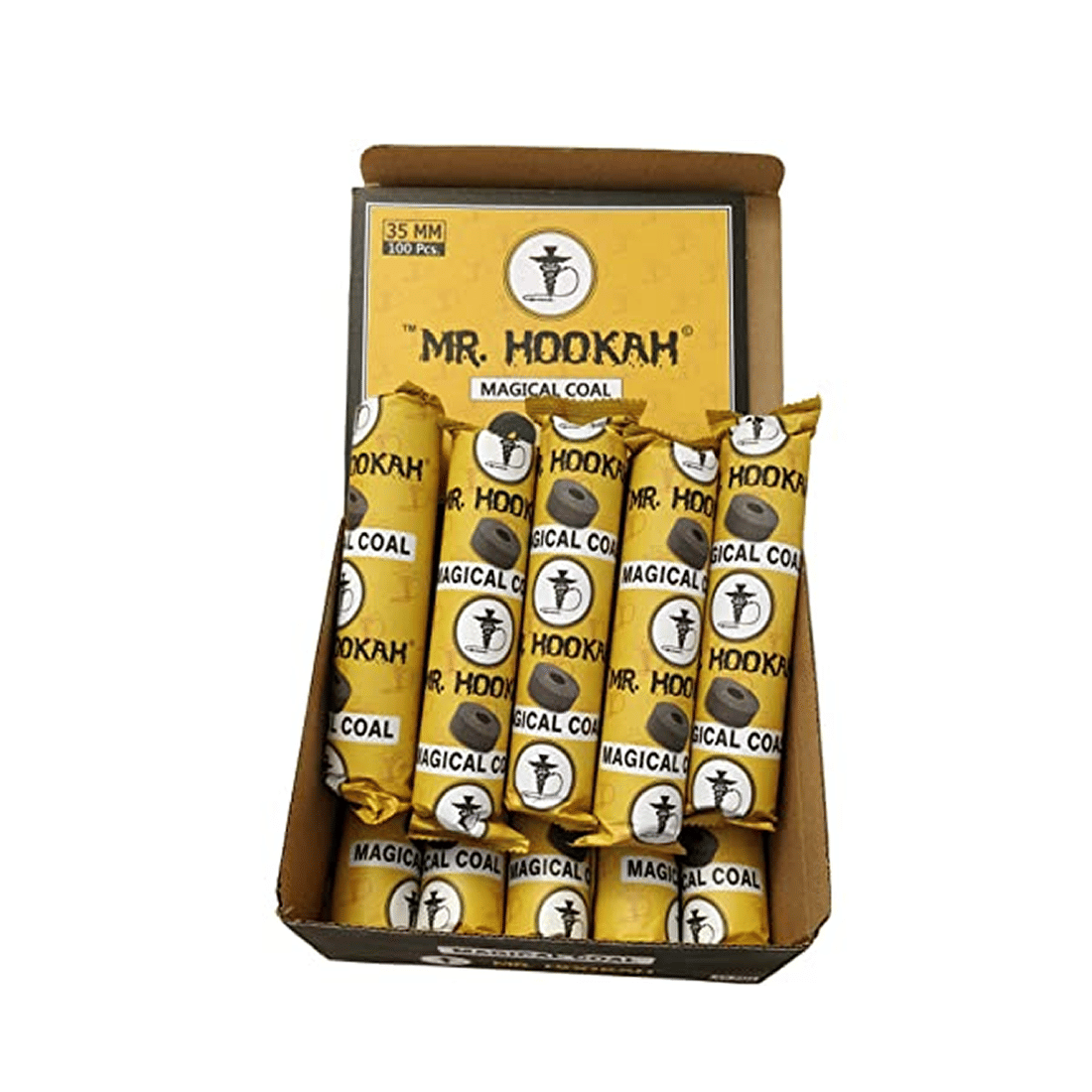    			PUFF SMART Mr Hookah Coconut Charcoal Magic Coal for Hookah Sheesha Pack of 10 Rolls (Grey, Yellow, 1 Box)
