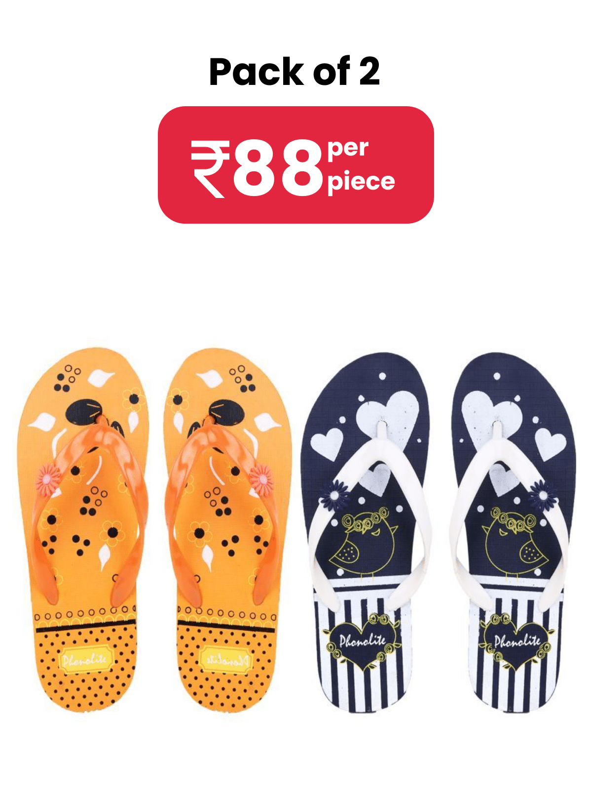 Phonolite Women Slipper Pack of 2 Phonolite Women Slipper Pack of 2