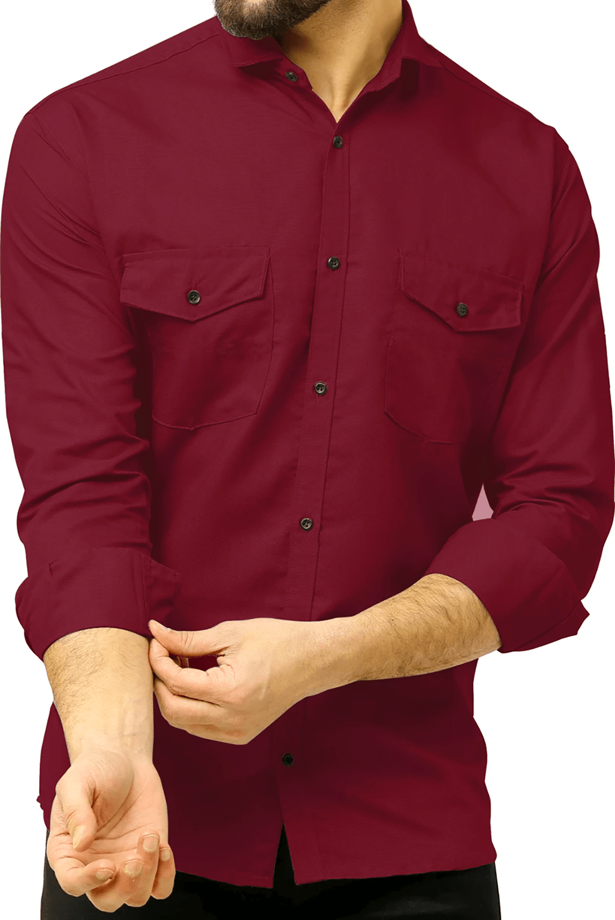     			Qlonz store Cotton Blend Regular Fit Solids Full Sleeves Men's Casual Shirt - Maroon ( Pack of 1 )