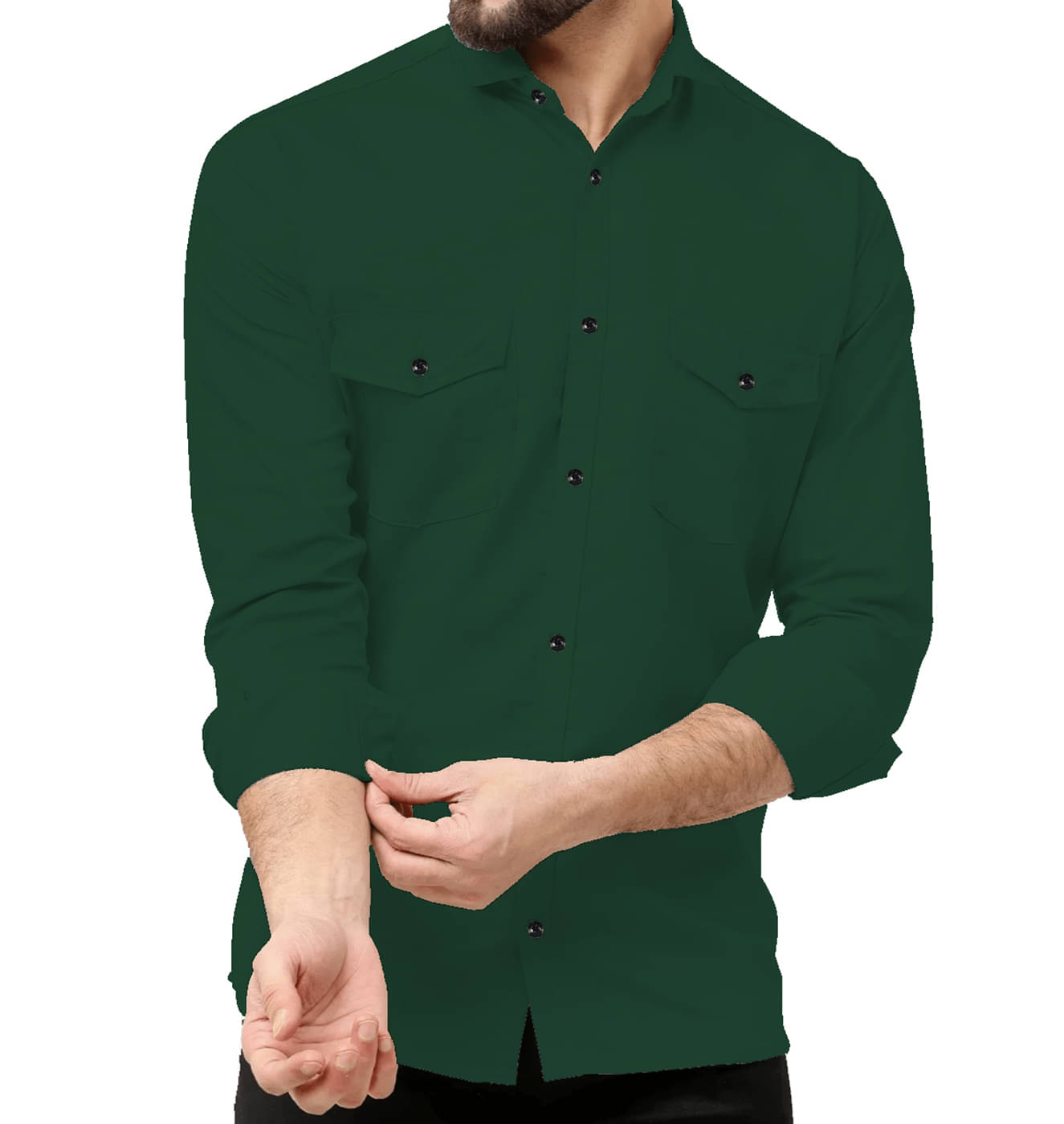 Qlonz store Cotton Blend Regular Fit Solids Full Sleeves Men's Casual Shirt - Green ( Pack of 1 ) Qlonz store Cotton Blend Regular Fit Solids Full Sleeves Men's Casual Shirt - Green ( Pack of 1 )
