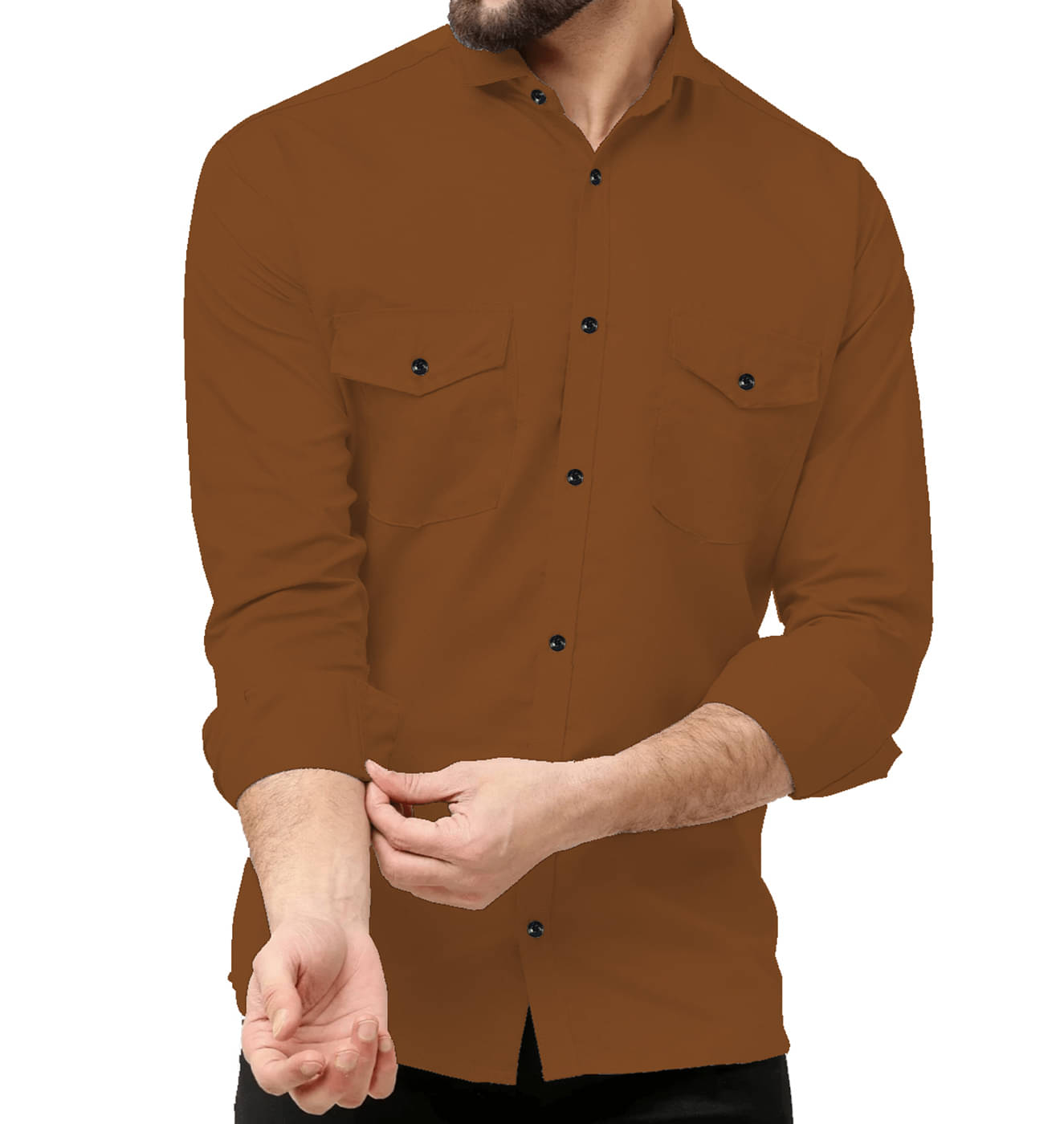 Qlonz store Cotton Blend Regular Fit Solids Full Sleeves Men's Casual Shirt - Brown ( Pack of 1 ) Qlonz store Cotton Blend Regular Fit Solids Full Sleeves Men's Casual Shirt - Brown ( Pack of 1 )