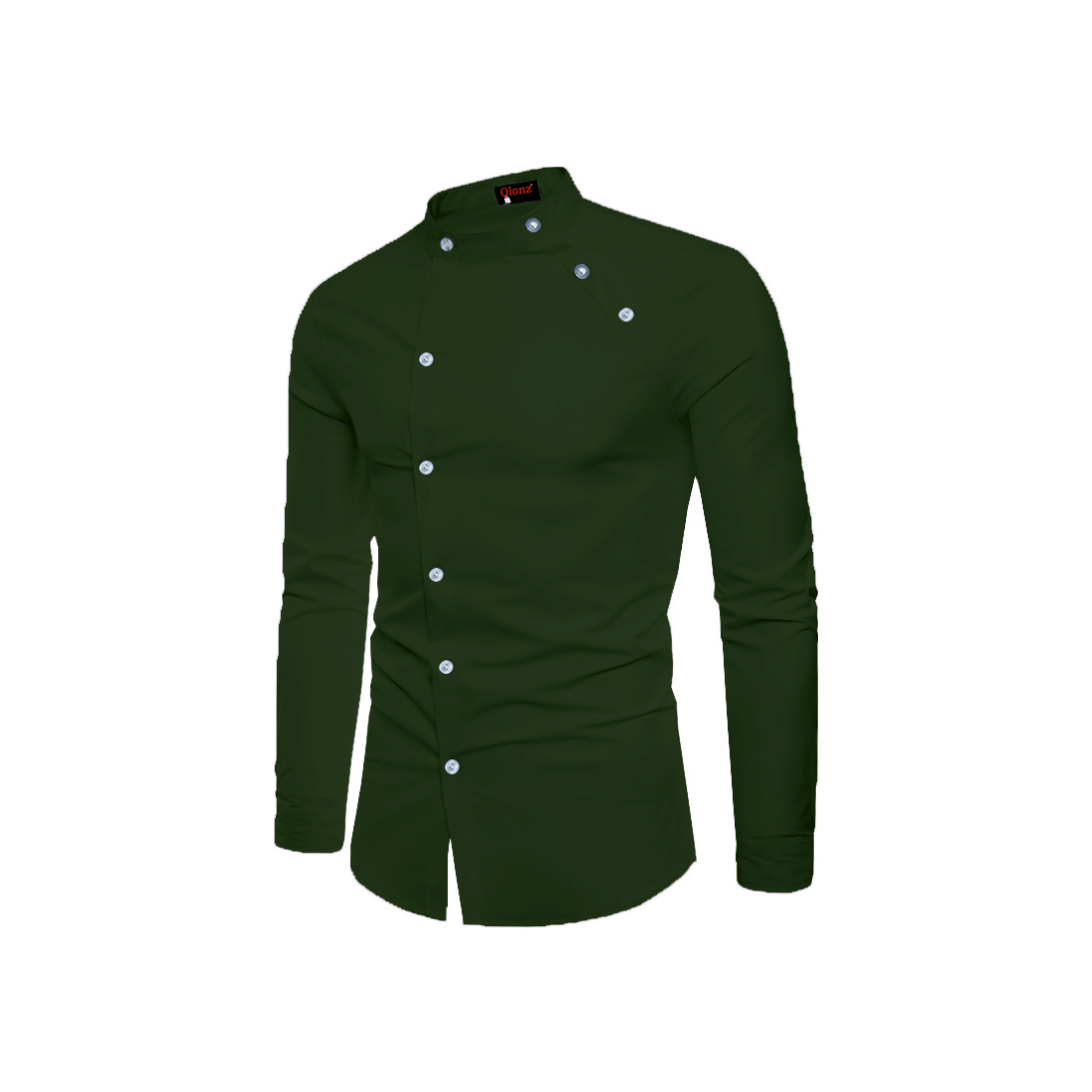 Qlonz store Cotton Blend Regular Fit Solids Full Sleeves Men's Casual Shirt - Green ( Pack of 1 )