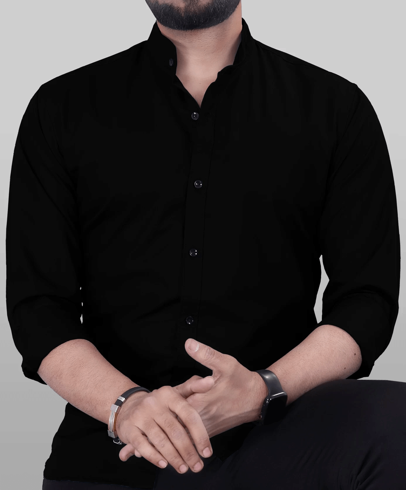     			Qlonz store Cotton Blend Regular Fit Solids Full Sleeves Men's Casual Shirt - Black ( Pack of 1 )