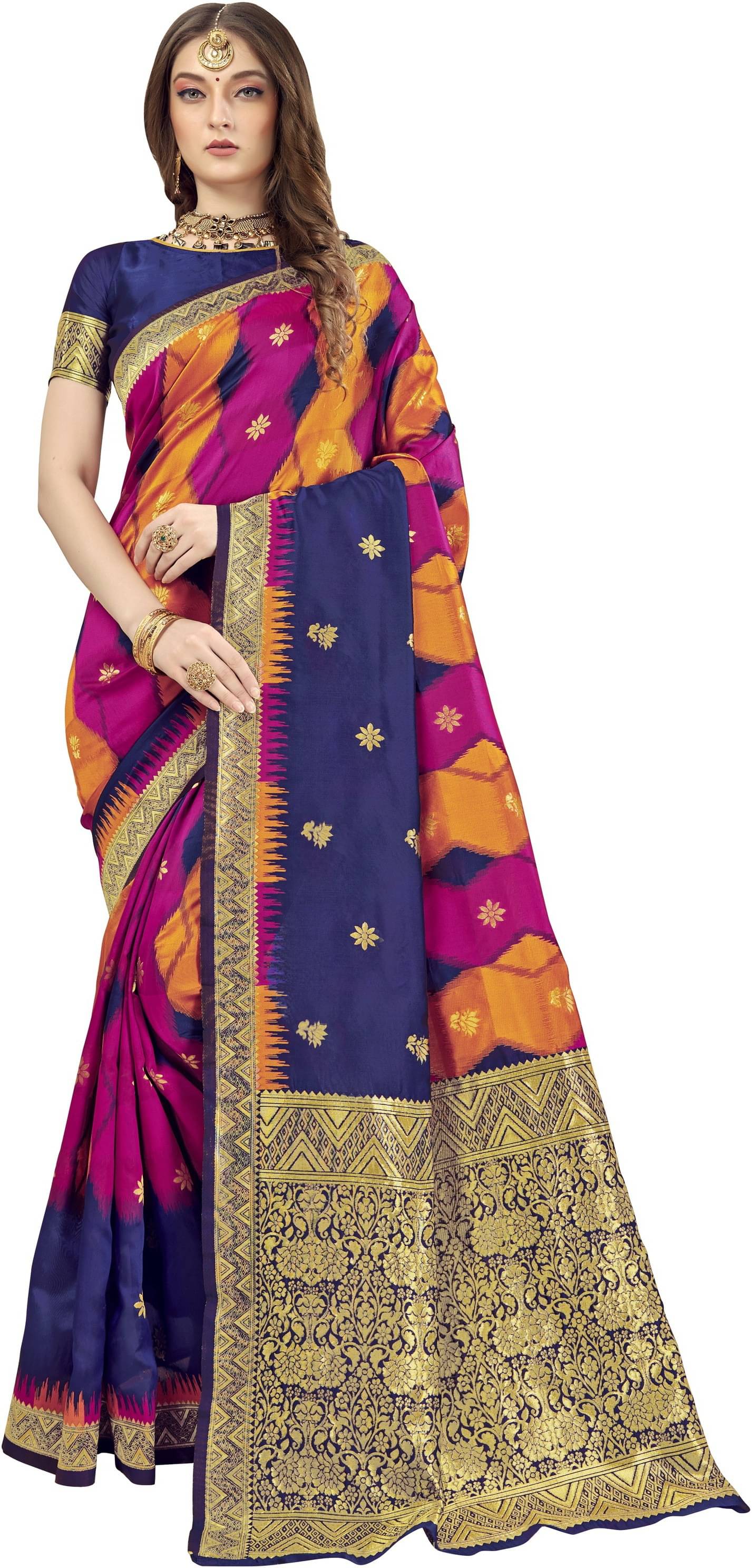 Sariya Jacquard Woven Saree With Unstitched Blouse Piece ( Blue ) Sariya Jacquard Woven Saree With Unstitched Blouse Piece ( Blue )