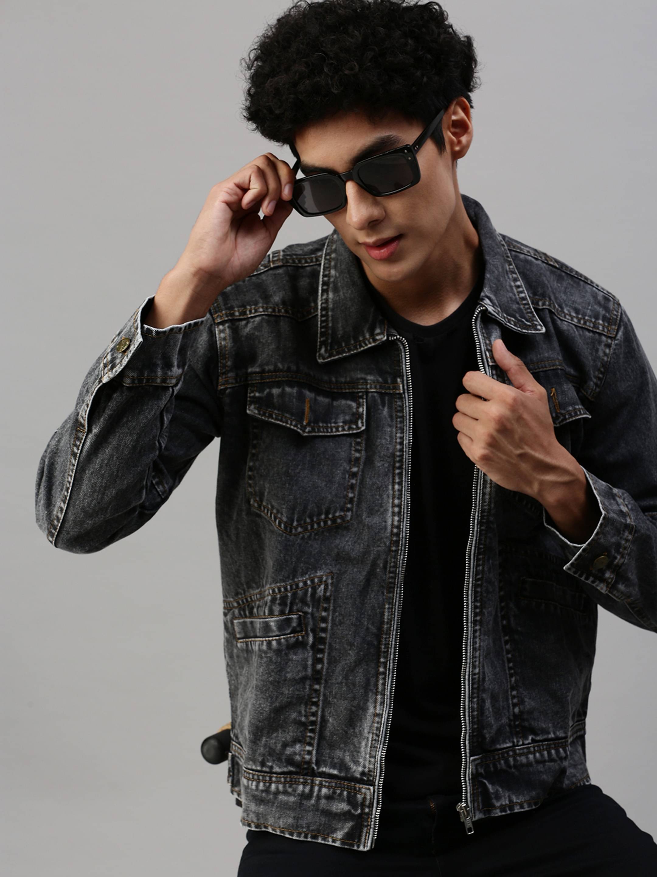     			VOGATI Denim Men's Denim Jacket - Grey ( Pack of 1 )