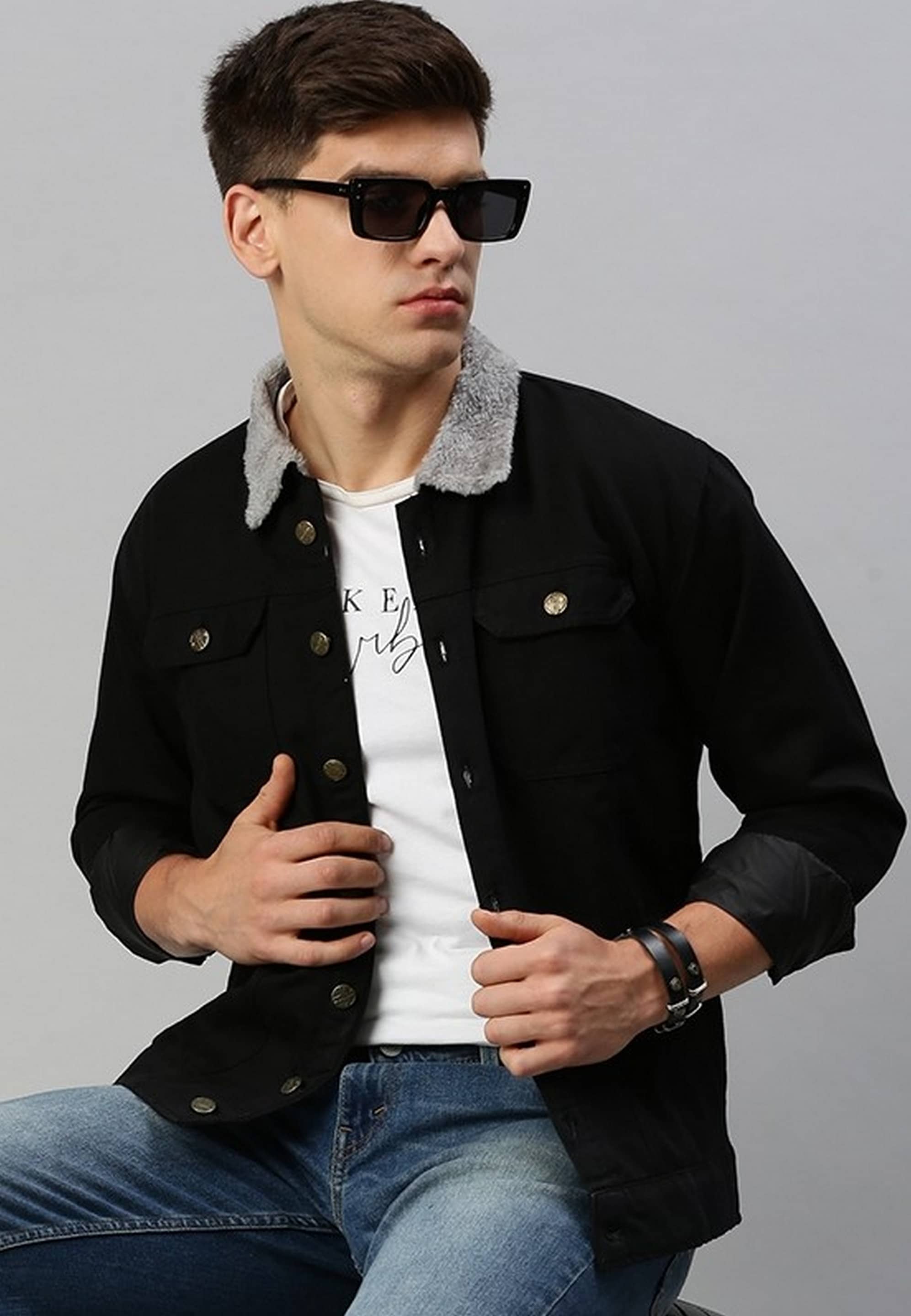 VOXATI Denim Men's Denim Jacket - Black ( Pack of 1 )