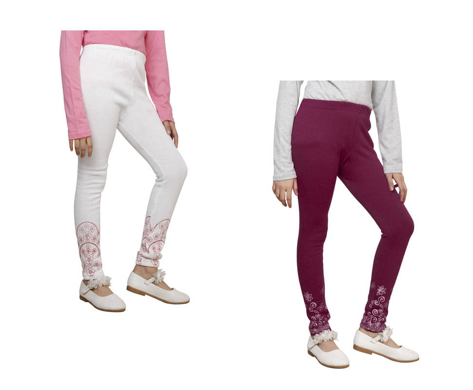     			IndiWeaves Pack of 2 Girls Woollen Leggings ( Multicolor )