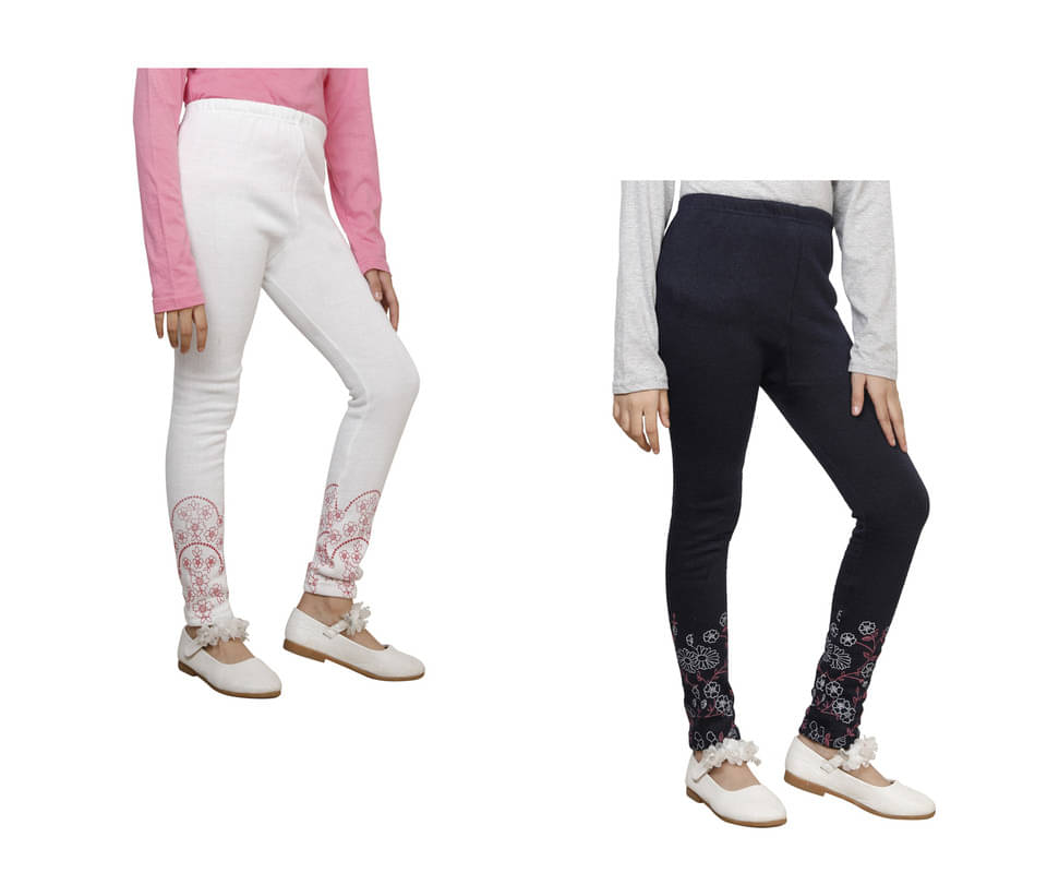     			IndiWeaves Pack of 2 Girls Woollen Leggings ( Multicolor )