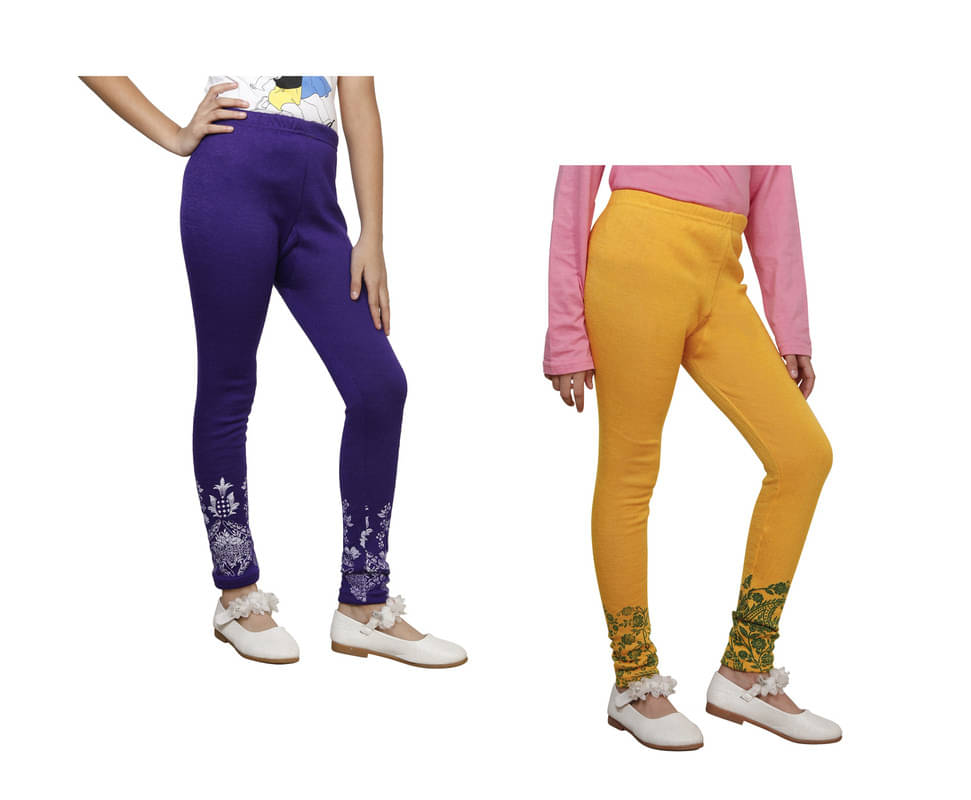     			IndiWeaves Pack of 2 Girls Woollen Leggings ( Multicolor )