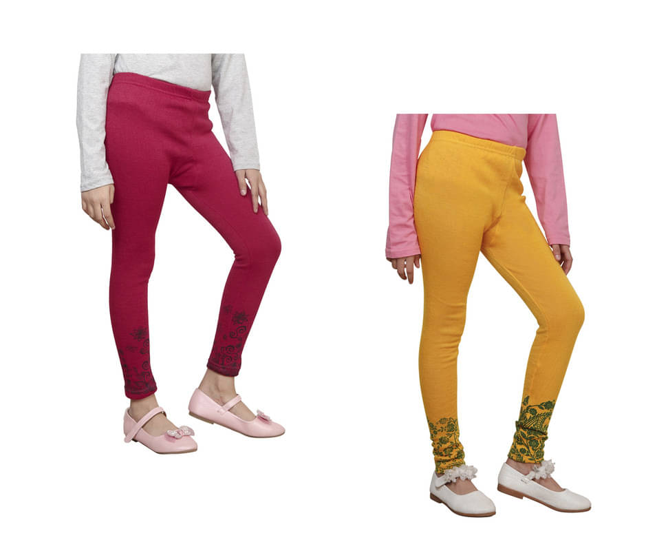     			IndiWeaves Pack of 2 Girls Woollen Leggings ( Multicolor )