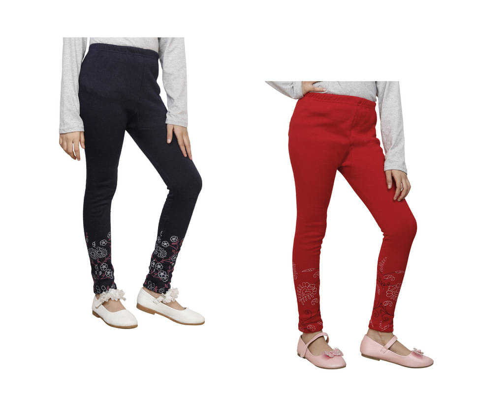     			IndiWeaves Pack of 2 Girls Woollen Leggings ( Multicolor )
