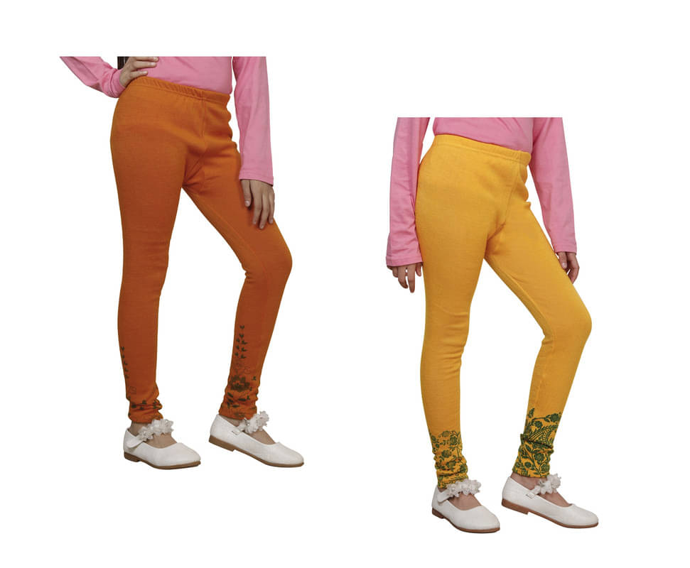     			IndiWeaves Pack of 2 Girls Woollen Leggings ( Multicolor )
