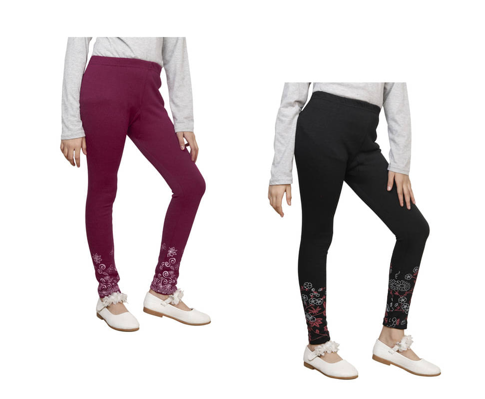     			IndiWeaves Pack of 2 Girls Woollen Leggings ( Multicolor )