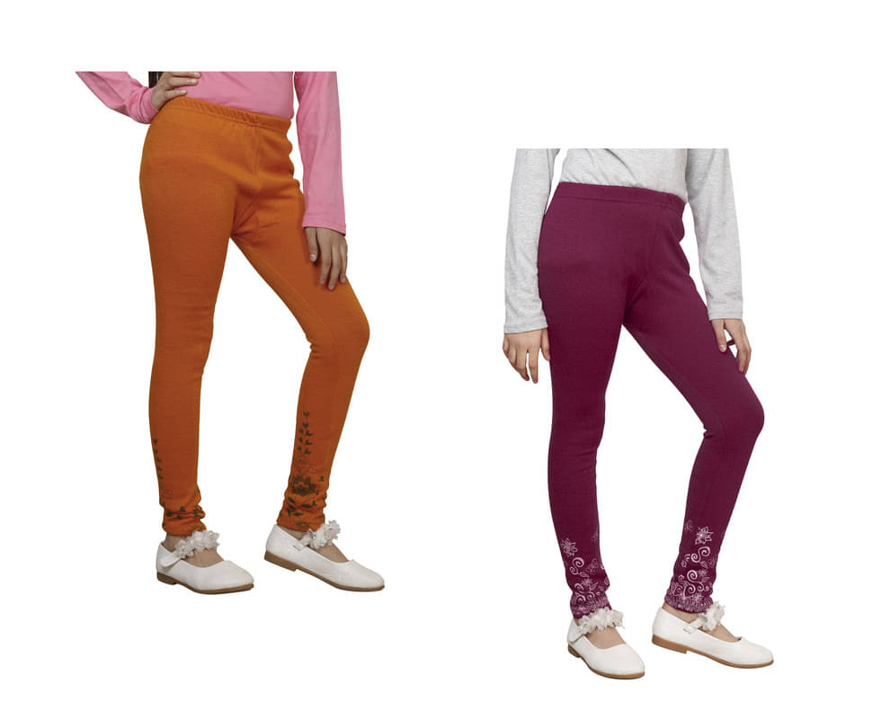     			IndiWeaves Pack of 2 Girls Woollen Leggings ( Multicolor )