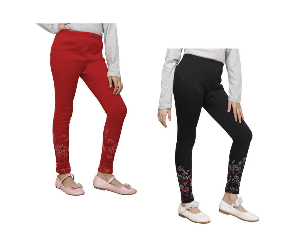 IndiWeaves Pack of 2 Girls Woollen Leggings ( Multicolor )