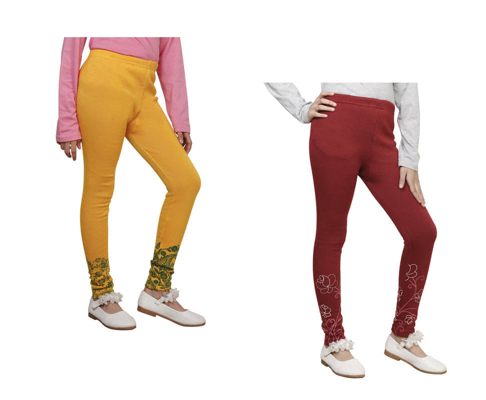     			IndiWeaves Pack of 2 Girls Woollen Leggings ( Multicolor )