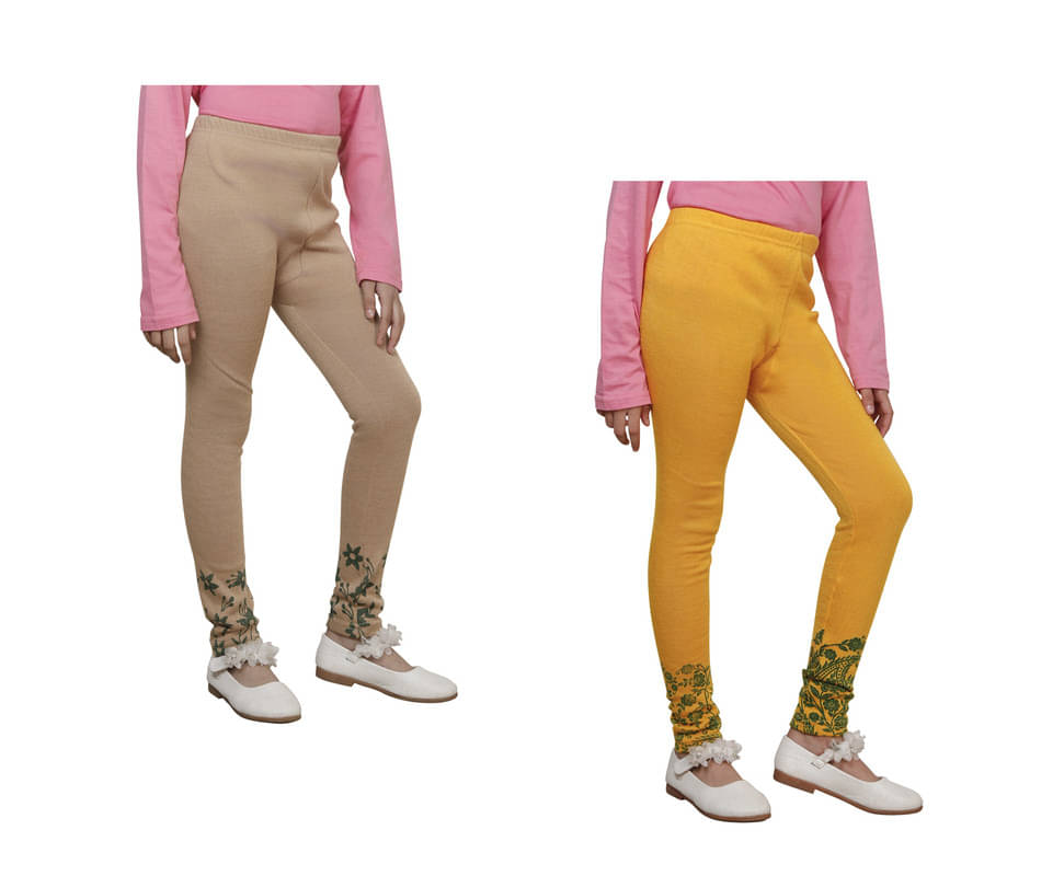     			IndiWeaves Pack of 2 Girls Woollen Leggings ( Multicolor )