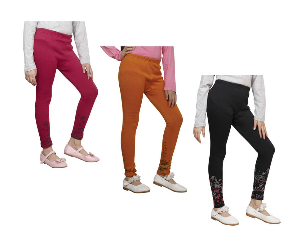     			IndiWeaves Pack of 3 Girls Woollen Leggings ( Multicolor )