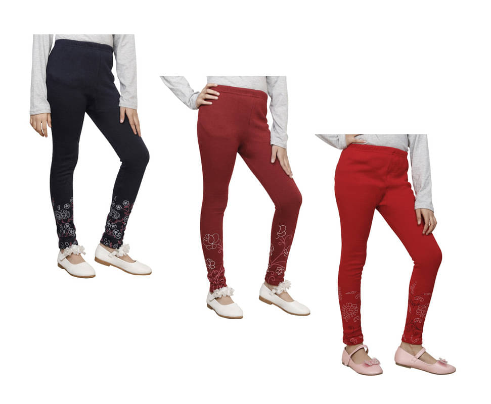     			IndiWeaves Pack of 3 Girls Woollen Leggings ( Multicolor )