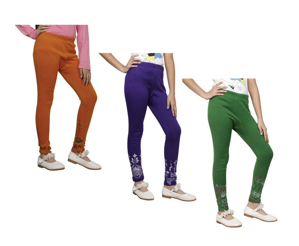     			IndiWeaves Pack of 3 Girls Woollen Leggings ( Multicolor )