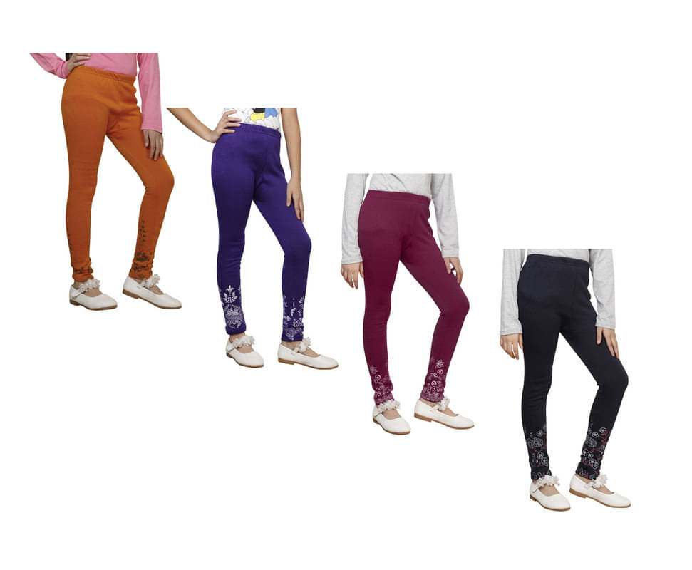     			IndiWeaves Pack of 4 Girls Woollen Leggings ( Multicolor )
