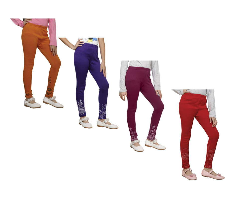     			IndiWeaves Pack of 4 Girls Woollen Leggings ( Multicolor )